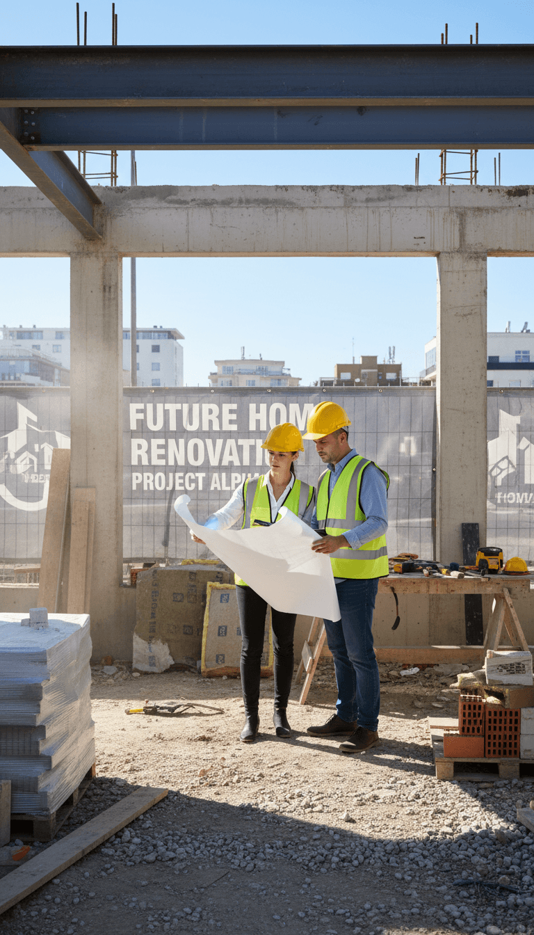 Project review meeting during commercial renovation