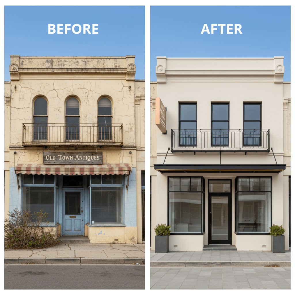 Commercial building facade renovation